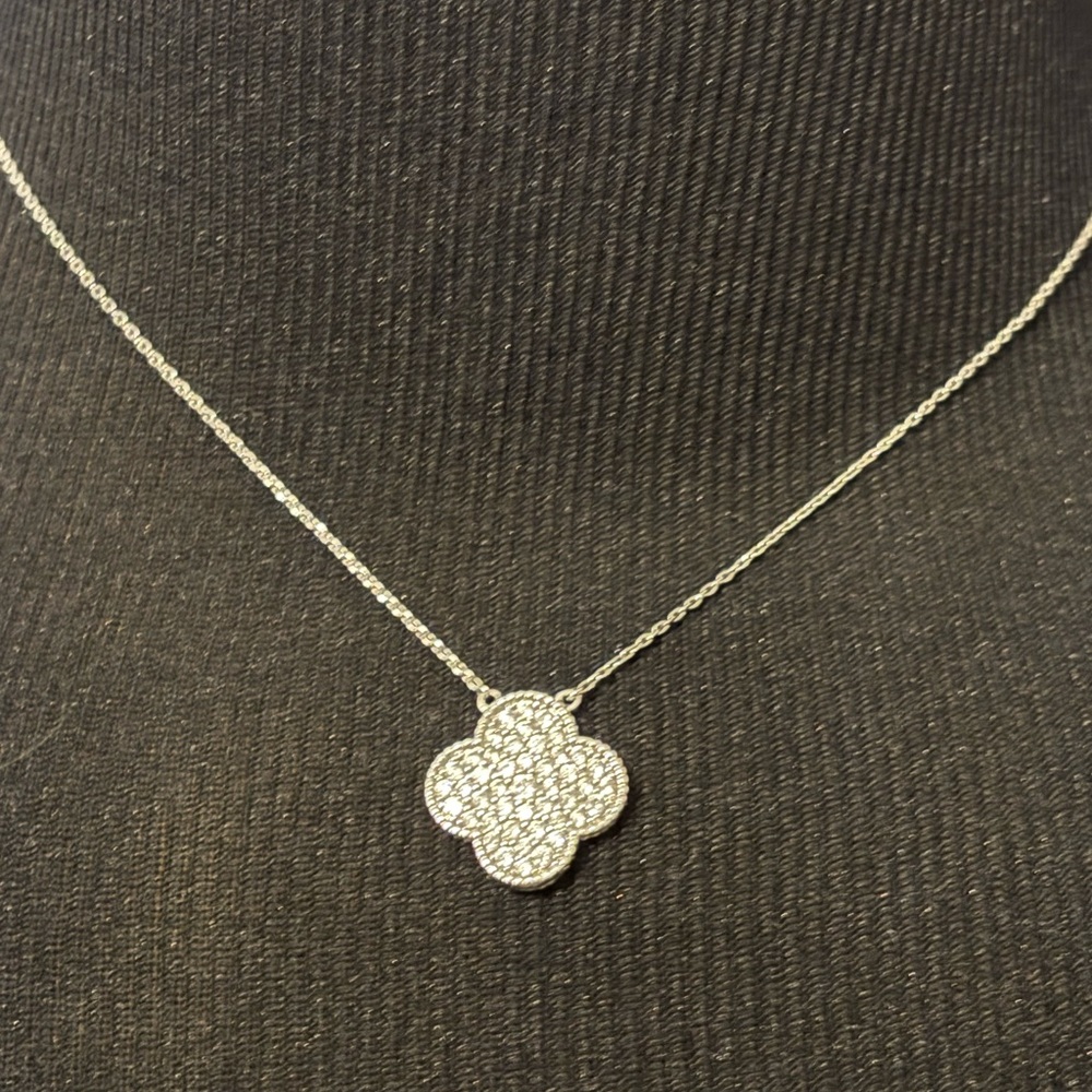 Stunning Pavé Crystal Clover Necklace